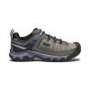 A single gray and black KEEN TARGHEE III WP LOW STEEL GREY - MENS, featuring a rugged sole for optimal traction and a lace-up closure. The shoe displays the "Keen" brand logo on the side.