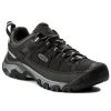 A KEEN TARGHEE EXP BLACK/STEEL GREY WP - MENS outdoor hiking shoe with thick, all-terrain outsole for superior grip, breathable and supportive design, lace-up closure, and Keen logo on the side.