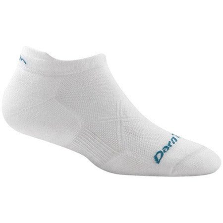 A single white, ultra light DARN TOUGH NO SHOW TAB SOCK ULTRA LIGHT MERINO with a low-cut design and subtle Darn Tough branding.