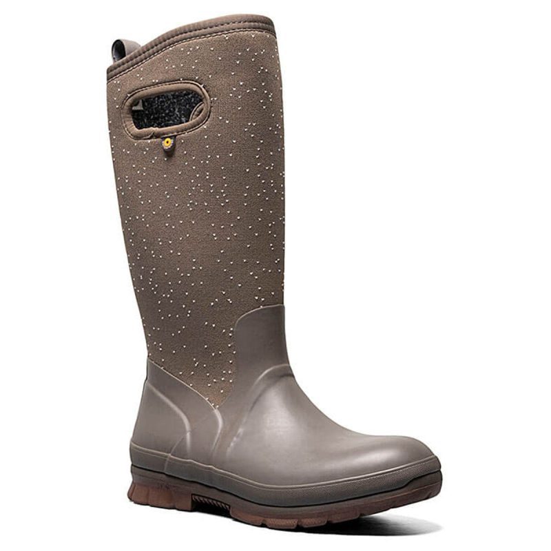 Women's Bogs Crandall Tall Speckle Mocha insulated boot with a shimmering finish.