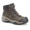 A rugged brown hiking boot with black accents, metal eyelets, and a non-slip sole designed for outdoor activities, the Carolina CAROLINA FLAGSTONE 4X4 HIKER BUFF - MENS offer exceptional comfort and protection.