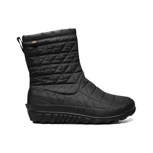 BOGS SNOWDAY II MID BLACK - WOMENS with a ribbed, slip-resistant outsole and a pull-tab at the back from Bogs.