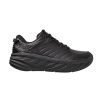 Hoka One One Bondi SR black slip-resistant walking shoe on a white background.