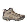 A beige and gray hiking boot with black and orange accents, featuring a rugged Vibram outsole and ankle support: the Merrell MERRELL MOAB 3 MID GORE TEX WALNUT - MENS.