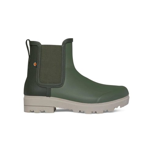 The Bogs BOGS HOLLY CHELSEA GREEN ASH - WOMENS features a textured sole, elastic side panels, and an eco-friendly footbed with moisture-wicking technology.