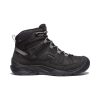 A black mid-height waterproof hiking boot with grey accents, featuring sturdy laces, a rugged sole, and Keen branded details. The product name is KEEN CIRCADIA MID POLAR 200 GM STEEL - MENS.