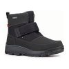 The NEXGRIP ICE JACOB 3.0 BLACK - MENS by NexGrip is a black, insulated winter boot with a Velcro strap and retractable cleats for added traction, featuring a rugged sole designed for cold weather.