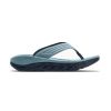 Side view of a Hoka HOKA ORA RECOVERY FLIP STONE BLUE/OUTER SPACE - MEN sandal with a thick sole, featuring soft cushioning and Meta-Rocker technology.