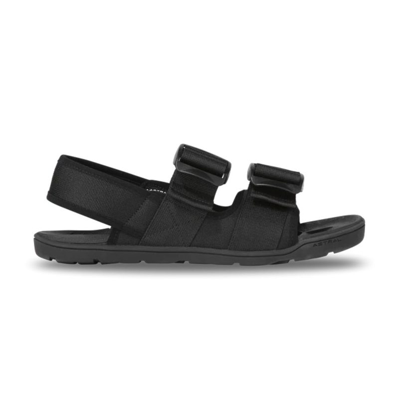 An Astral ASTRAL WEBBER M STEALTH BLACK - MENS sandal with adjustable straps, a flat sole, and a breathable design for ultimate comfort.