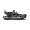 A dark-colored, closed-toe sandal with multiple straps and a rugged rubber sole, the Keen KEEN NEWPORT H2 INDIA INK RUST - MENS is the perfect water shoe for any adventure.