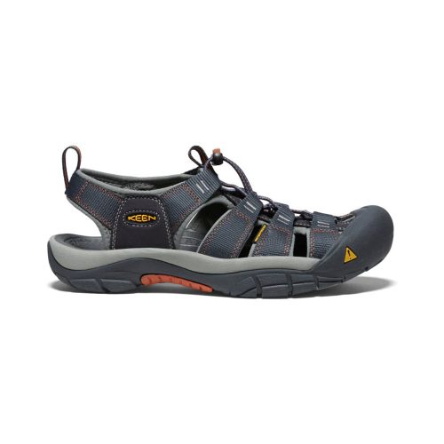 A dark-colored, closed-toe sandal with multiple straps and a rugged rubber sole, the Keen KEEN NEWPORT H2 INDIA INK RUST - MENS is the perfect water shoe for any adventure.