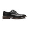 A black leather lace-up Nunn Bush NUNN BUSH CENTRO FLEX PLAIN TOE BLACK - MENS with a brown and black sole is shown in a side profile view.