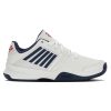 The K-SWISS COURT EXPRESS WHITE/BLUE - MENS offers a cushioned ride for those seeking comfort. This supportive shoe is perfect for both casual wear and intense sessions on the court.