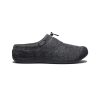 A gray hybrid slip-on shoe with a black rubber sole and a drawstring closure on the upper, featuring a cozy fleece lining for added comfort—perfect for casual wear or as your go-to camping shoe, the KEEN HOWSER III SLIDE CHARCOAL GREY FELT - MENS by Keen is an excellent choice.