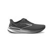 A black athletic running shoe with a white geometric sole design, featuring responsive cushioning and the brand name "Brooks" on the side. The BROOKS HYPERION GTS GUNMETAL/BLACK/WHITE - MENS is the perfect men's training shoe for peak performance.