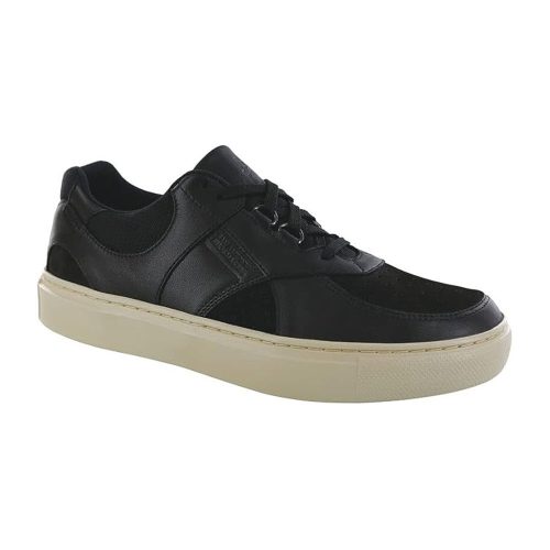 A SAS HIGH STREET OXFORD BLACK ASH - MENS by SAS with perforated leather and a white rubber sole, featuring a lace-up design and cushioned footbed for ultimate comfort.