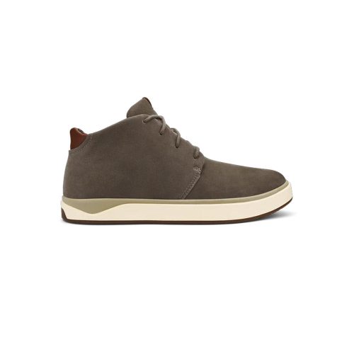 A single OLUKIA PAPKU ILI LACE BOOT MUSTANG - MENS by Olukai with a cream-colored sole and brown accents, shown in side profile, offers the perfect blend of style and function as a comfortable and versatile shoe.