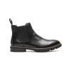 Black leather FLORSHEIM RENEGADE PLAIN TOE GORE BOOT BLACK SMOOTH - MENS with elastic side panels, a pull tab at the back, a stitched sole, and a low heel by Florsheim.