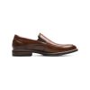 A single NUNN BUSH CENTRO FLEC MOC TOE VENETIAN COGNAC - MENS dress shoe with a low heel and stitch detailing is displayed on a white background, featuring a softgel heel pod for added comfort by Nunn Bush.