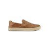 The Olukai OLUKAI LAEAHI LAUHALA WOVEN SLIP ON FOX FOX - MENS showcases casual style and comfort with a touch of burnished leather for an added element of sophistication.