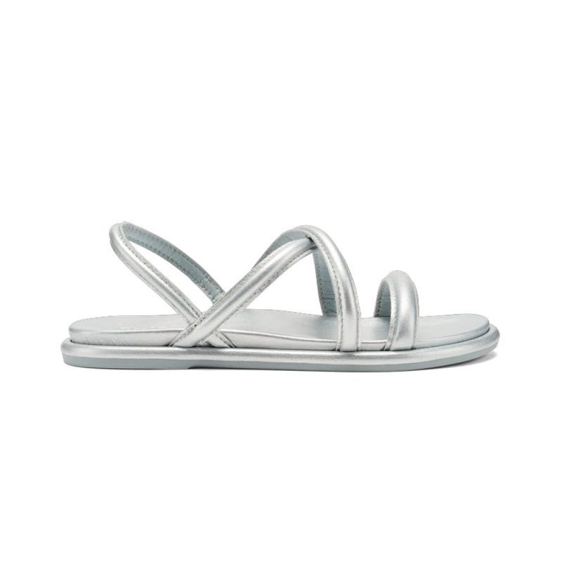 An OLUKAI TIARE STRAPPY SILVER - WOMENS from Olukai with an elegant strappy design and an open toe. The premium leather sandal offers a simple, minimalist look with a unique fit.