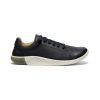 Black leather sneaker with a white sole and dark laces, shown in profile. This KEEN KNC LACE OXFORD BLACK STAR WHITE - MENS by Keen offers a barefoot-inspired natural feel, ensuring both style and flexibility.