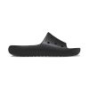 A single Crocs CROCS CLASSIC CROC SLIDE V2 SANDAL BLACK - MENS with perforated holes and a textured sole is shown against a white background, offering the classic fit and feel of timeless sandals.