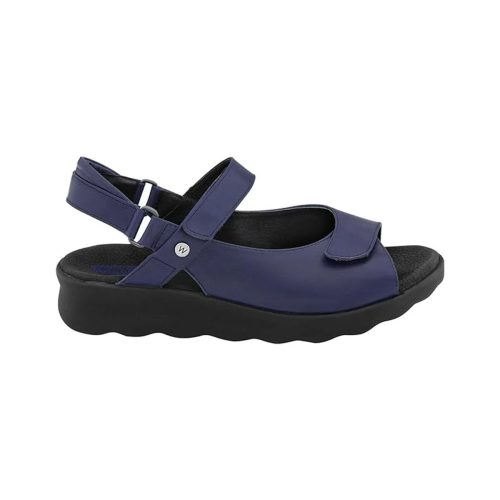 A Wolky WOLKY PICHU PURPLE - WOMENS with a thick black sole, featuring awe-inspiring grip, an adjustable ankle strap, and a front strap with a buckle.