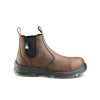 A pair of **TERRA COMPOSITE TOE MURPHY WATERPROOF CHELSEA BOOTS DARK BROWN - MENS** by **Terra**, featuring mid-ankle height with black elastic side panels, a pull tab on the front and back, and a rugged black sole made of waterproof leather.