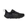 A Hoka HOKA CHALLENGER ATR 7 GTX BLACK/BLACK - MENS running shoe with a thick, cushioned sole, improved traction, and a GORE-TEX INVISIBLE FIT label.